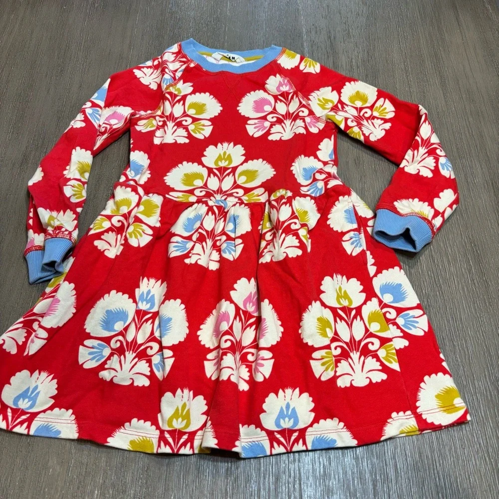Mini Boden Red Floral Sweatshirt Dress - Picture 6 of 6